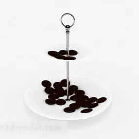 European White 2 Layer Dessert Tray 3d model