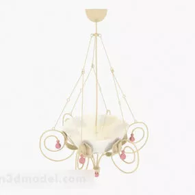 European White Flower Chandelier 3d model
