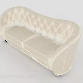 European Style White Home Double Sofa 3d model