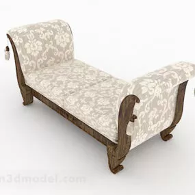 European White Pattern Bed Footstool 3d model