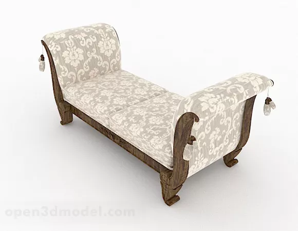 European White Pattern Bed Footstool 3d model European White Pattern Bed Footstool 3d model