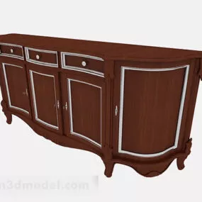 European Style Wooden Brown Cabinet 3d model