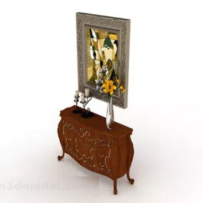 European Wooden Decorative Office Cabinet 3d model