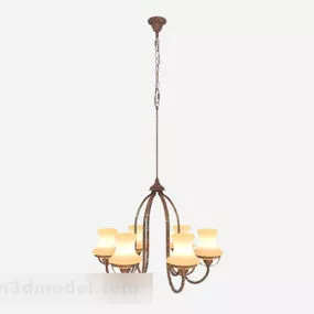 European Yellow Bud Chandelier 3d model