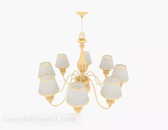 European Yellow Metal Ceiling Lamp 3d model European Yellow Metal Ceiling Lamp 3d model