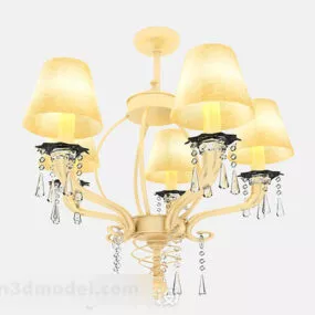 European Warm Yellow Candle Chandelier 3d model