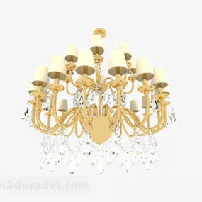 European warm yellow chandeliers 3d model