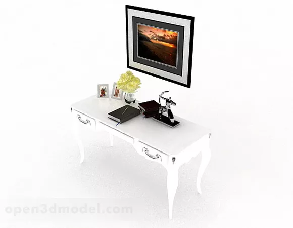 European White Desk Furniture 3d model European White Desk Furniture 3d model