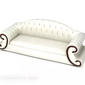 European White Double Sofa 3d model