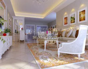 European White Living Room Design Interior 3d model