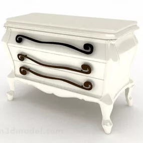European White Wooden Office Cabinet 3d model