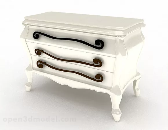 European White Wooden Office Cabinet 3d model European White Wooden Office Cabinet 3d model