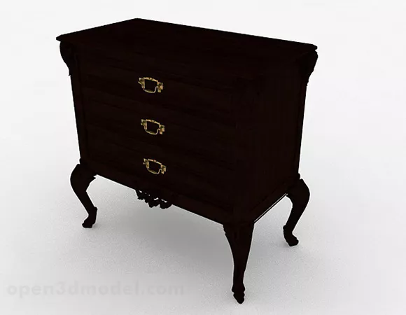 European Wooden Bedside Table 3d model European Wooden Bedside Table 3d model