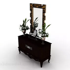 European Wooden Brown Dresser 3d model