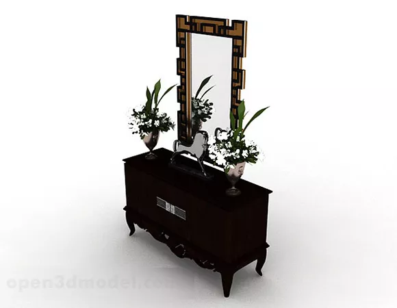 European Wooden Brown Dresser 3d model European Wooden Brown Dresser 3d model