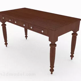 European Wooden Desk 3d model