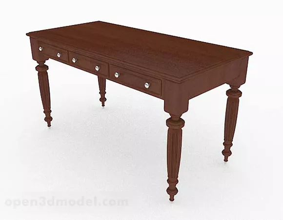 European Wooden Desk 3d model European Wooden Desk 3d model