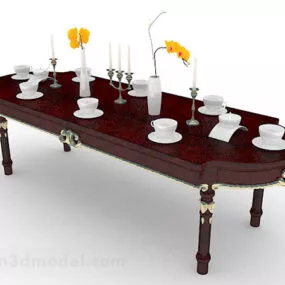 European Wooden Dining Table 3d model