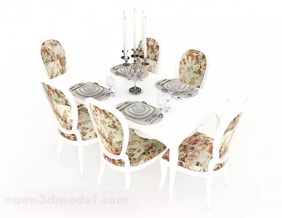 European Style Wooden Dining Table Chair 3d model European Style Wooden Dining Table Chair 3d model