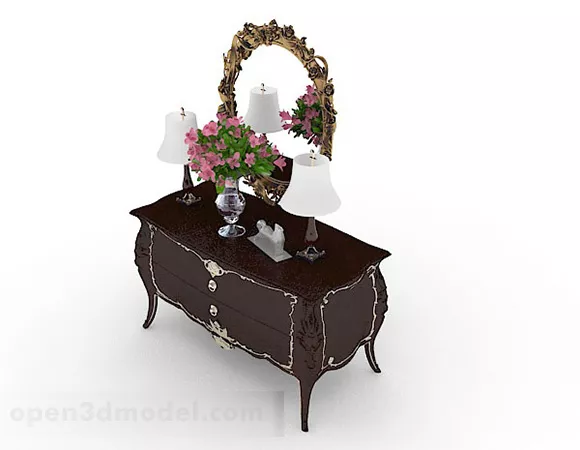 Dressing Table Oval Mirror 3d model