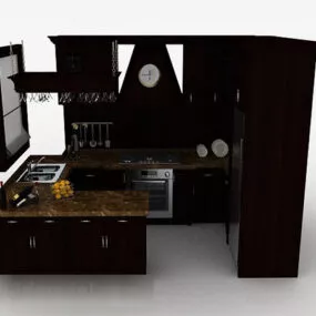 European Wooden Small Space Kitchen Cabinet 3d model
