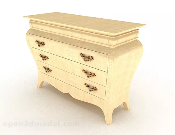 European Yellow Bedside Table 3d model European Yellow Bedside Table 3d model