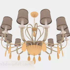 European Yellow Brown Chandelier 3d model