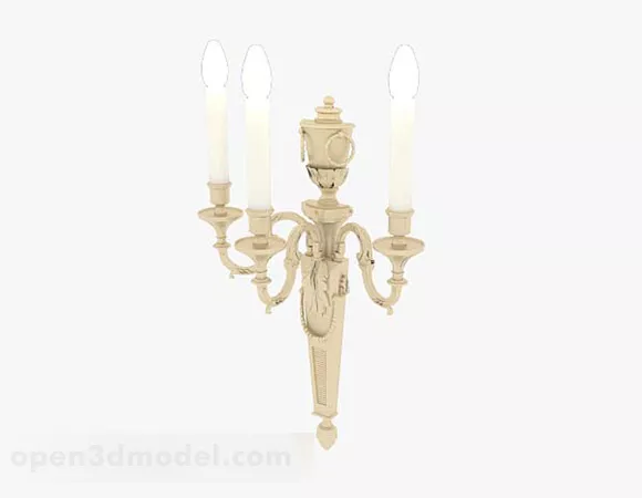 Brass Candlestick With 6 Candles 3d model