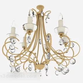 European Classic Yellow Chandelier 3d model