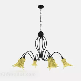 European Yellow Flower Shaped Chandelier 3d model