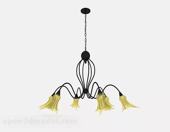European Yellow Flower Shaped Chandelier 3d model European Yellow Flower Shaped Chandelier 3d model