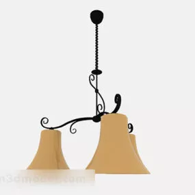 Yellow Metal Triangle Chandelier 3d model