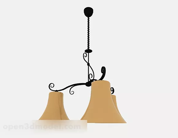 Yellow Metal Triangle Chandelier 3d model Yellow Metal Triangle Chandelier 3d model