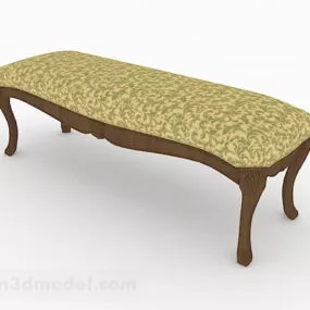 Yellow Pattern Sofa Bench Design 3d model