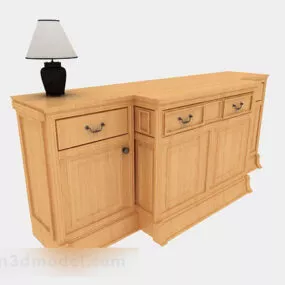 European Yellow Wooden Porch Cabinet 3d model