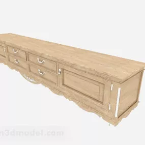 European Yellow Wooden Tv Cabinet 3d model