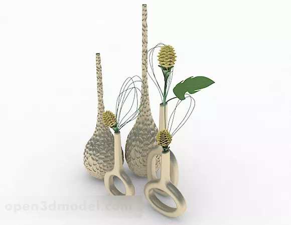 Exquisite White Home Combination Decoration 3d model Exquisite White Home Combination Decoration 3d model