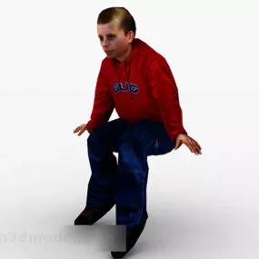 Foreign Sports Boy Sitting Character 3d model