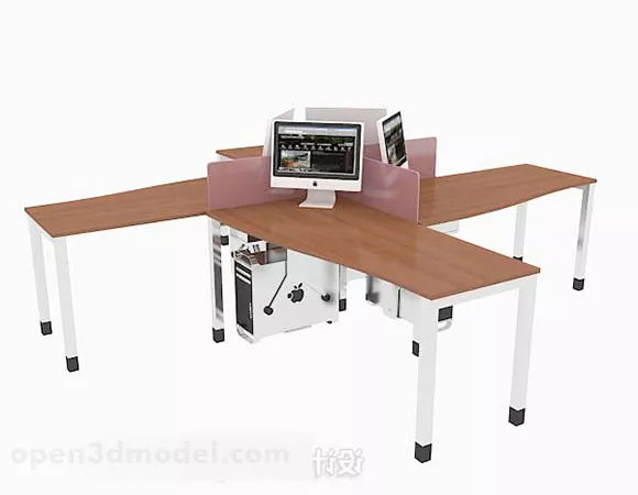 Four-person Desk 3d model Four-person Desk 3d model