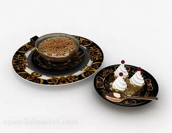 Tea Cup Utensil Set 3d model