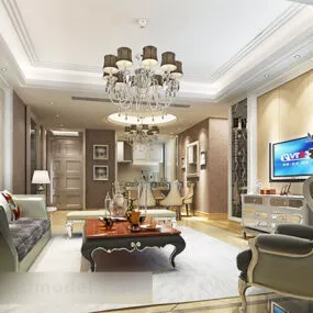 French Living Room Interior 3d model