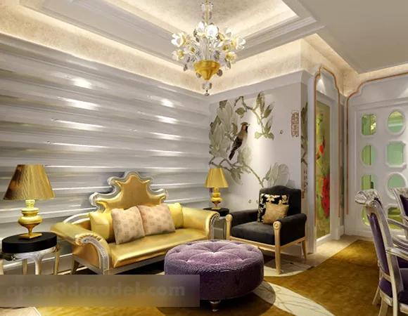 Fresh Natural European Living Room Interior 3d model Fresh Natural European Living Room Interior 3d model