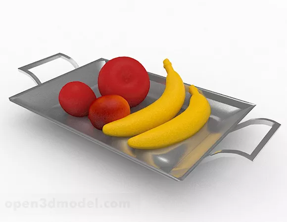 Apple, Grape Fruits In Basket Free 3d Model - .3ds, .gsm - Open3dmodel