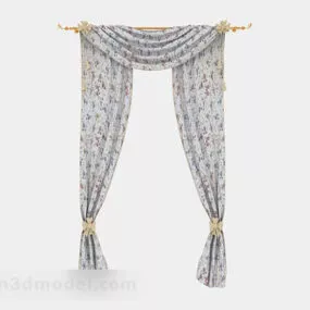 Gauze Gray Pattern Curtain 3d model