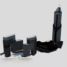 City Glass High-rise Buildings 3d model
