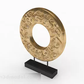 Golden Engraving Disc Home Decoration 3d model