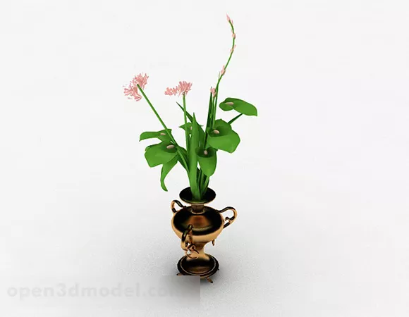 Golden Metal Vase 3d model Golden Metal Vase 3d model