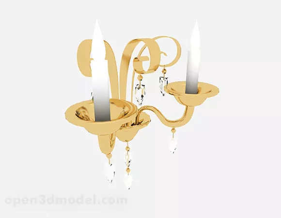 Golden Metal Wall Lamp 3d model Golden Metal Wall Lamp 3d model