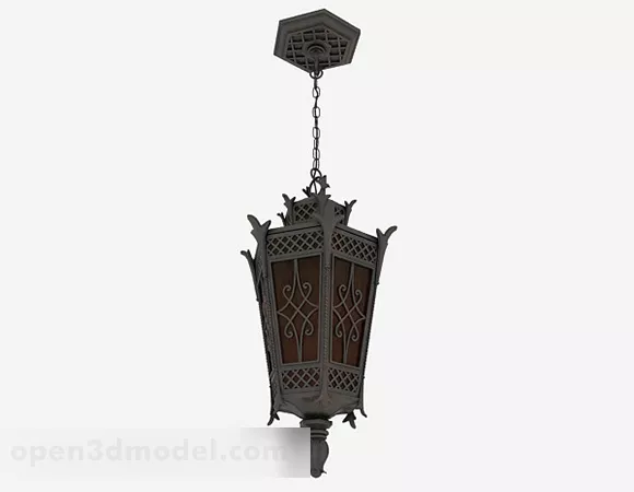 Gray Carved Metal Outdoor Chandelier 3d model Gray Carved Metal Outdoor Chandelier 3d model