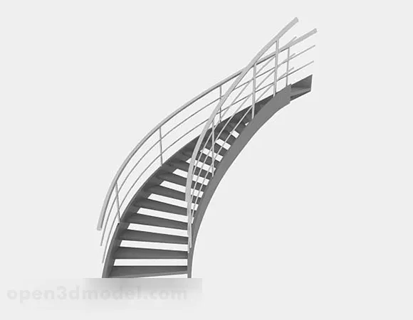 Gray Curved Staircase 3d model Gray Curved Staircase 3d model